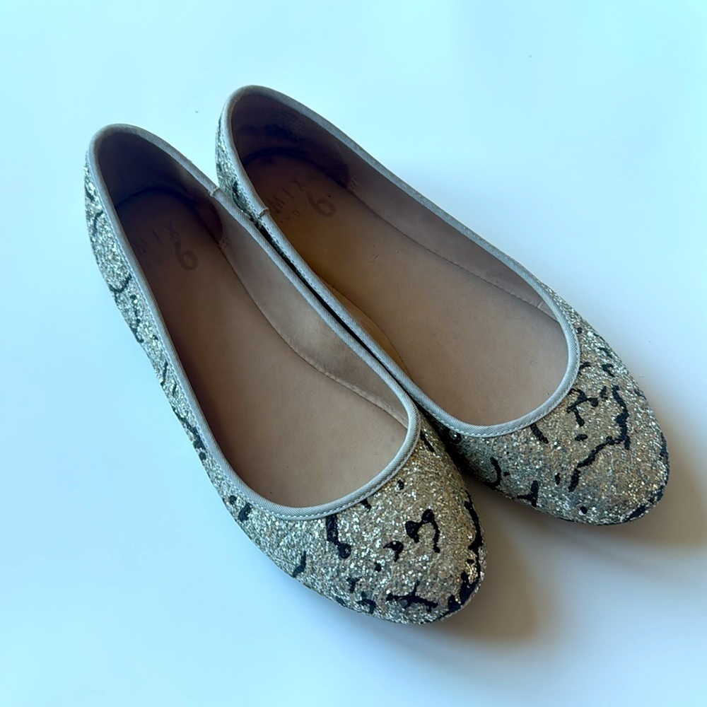 MIX no. 6 Glittery Animal Print Ballerina Flats size 8